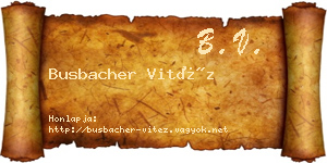 Busbacher Vitéz névjegykártya